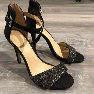 Aldo black sparkly strappy heals